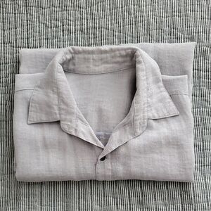 Fridaze Men's Short Sleeve Linen Shirt - Light Gray